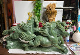 Monumental Running Horses Imperial Jade Sculpture 75 LBS