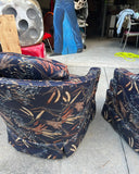 Chanel Inspired Dark Blue Navy Upholstered Wheat Swiveling Chairs