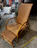 1970s Hemingway Rattan Lounge Chair With Extendable Footrest