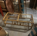 Bamboo Boho Glass Top Coffee Table