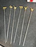 Solid Brass Barnyard Animal Skewers- Set of 6