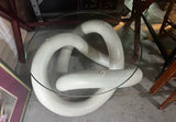 Vintage Wooden White Knot Side Table/Coffee Table With Glass Top