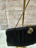 Small Black Hand Bag With Gold and Jewel Accents *Missing Jewels