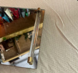 Mirrored Glass Decorative Tray With Lucite Handles and Brass Accents