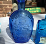 Trio of Blue Glass Jars and Bottles