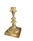 Large Brass Vintage Candlestick Holder With Leaf Accents