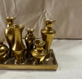 Gold Candleholders on Attached Tray