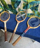 Trio of Vintage Wooden Spalding Tennis Rackets With Clamp