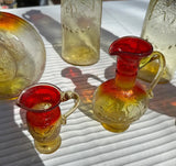 Collection of Red and Yellow Glass Serving Pieces- Set of 6