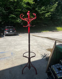 Red Wooden Vintage Hat/Coat Rack, Slight Condition Issue