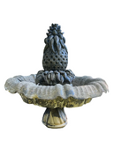 Large Concrete Pineapple Outdoor Fountain/Bird Bath, Signed