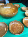 Collection of Stamped Sterling Silver Pedestal Wooden Bowl With Serving Dishes