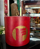 Red Leather Vintage Briard Ice Bucket/Champagne Bucket With Gold Accents