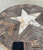 1970s Rustic Farmhouse Style Wooden Side Table With Star Design