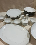 Collection of Noritake Silver Rimmed Plates and Serving Pieces- Set of 24