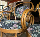 Collection of Floral Cushioned Bentwood Looped Arms Dining Chairs- Set of 4