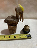 Wooden Pelican and Black and Brass Salt and Pepper Shaker