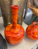 Pair of Vintage Orange Ceramic Vases