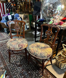 Antique Pair of Wooden Carved Accent Chairs With Central Medallion Detail