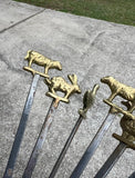 Solid Brass Barnyard Animal Skewers- Set of 6