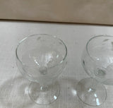 Pair of 1970s Champagne Glasses With Geometric Rose Designs