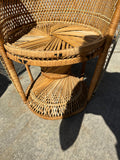 Trio of Wicker Peacock Chairs With Black and White Details