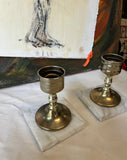 Pair of Brass Candle Holder With Marble Bottoms