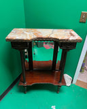 Marble and Beveled Glass Wooden Console Table