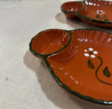 Pair of Small Ceramic Spanish Olive Serving Dishes With Floral Details