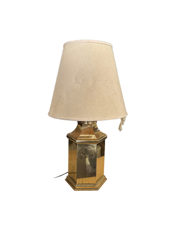 Vintage Brass Geometrical Lamp with Lampshade