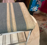 Small Vintage Striped Silver Footstool