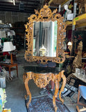 Vintage Syroco Detailed Mirror and Console Table With Stone Top Set