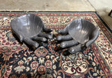 Pair of Charcoal Gray Hand Bowls