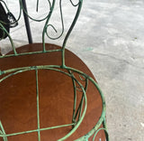 Green Metal Wired Chair Plant Stand