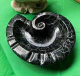 Spaghetti Ceramic Style Black Nautilus Ashtray