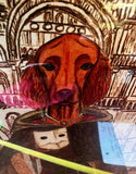 SDM Arte Italian Signed Dog Print, Framed