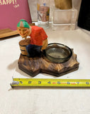 1950s Wooden and Glass Gag Gift Ashtray
