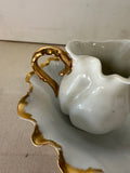 Ceramic Creamer Cup and Saucer With Gold Lining