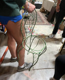 Green Metal Wired Chair Plant Stand
