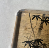 Small Wooden Tray With Bamboo and Bird Accents