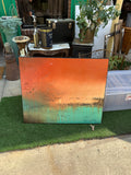 Orange and Turquoise Abstract Style Painting on Canvas