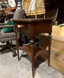 Wooden Mid Century Modern Beside Table With Rose Painted Details
