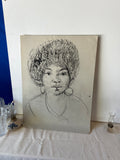 Beautiful African-American, Black and White Sketch of Woman With Earrings