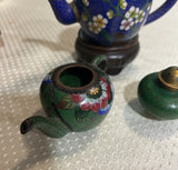 Miniature Cloisonné Set of Teapot and Vase