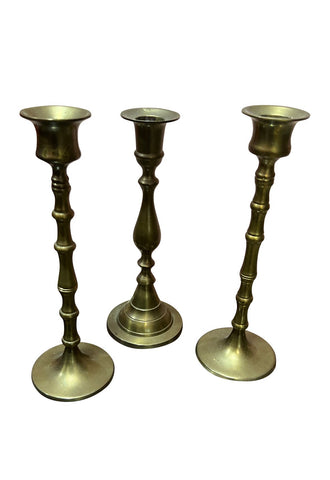 1970s Collection of Brass Candleholders - Set of 3