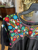 Oaxaca Large Hand, Embroidered Black Ladies Top