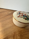 Small White Asian Ceramic Box with Cherry Blossom Details