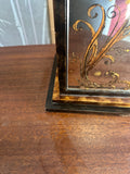 Vintage Mirrored and Wooden Box Table Lamp with Floral Accents