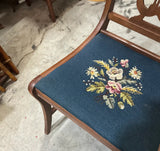 Wooden Mid Century Modern Carved Needlepoint Chair