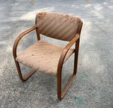Vintage Scandinavian Wooden Covered Chair, Good Bones, Needs Reupholstery